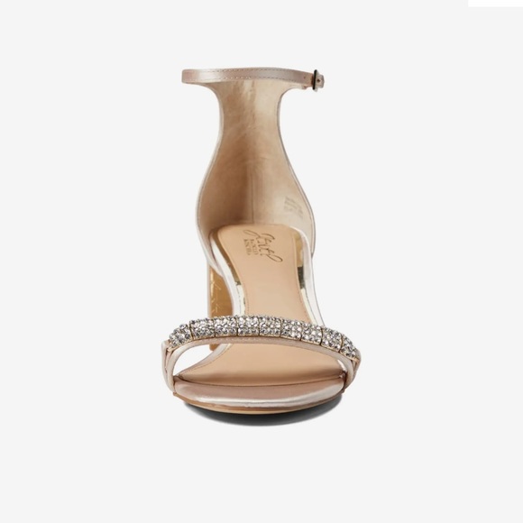 Badgley Mischka JEWEL Ramsay Sandals Ankle Strap Block Heels Champagne Blush NEW - Picture 4 of 15